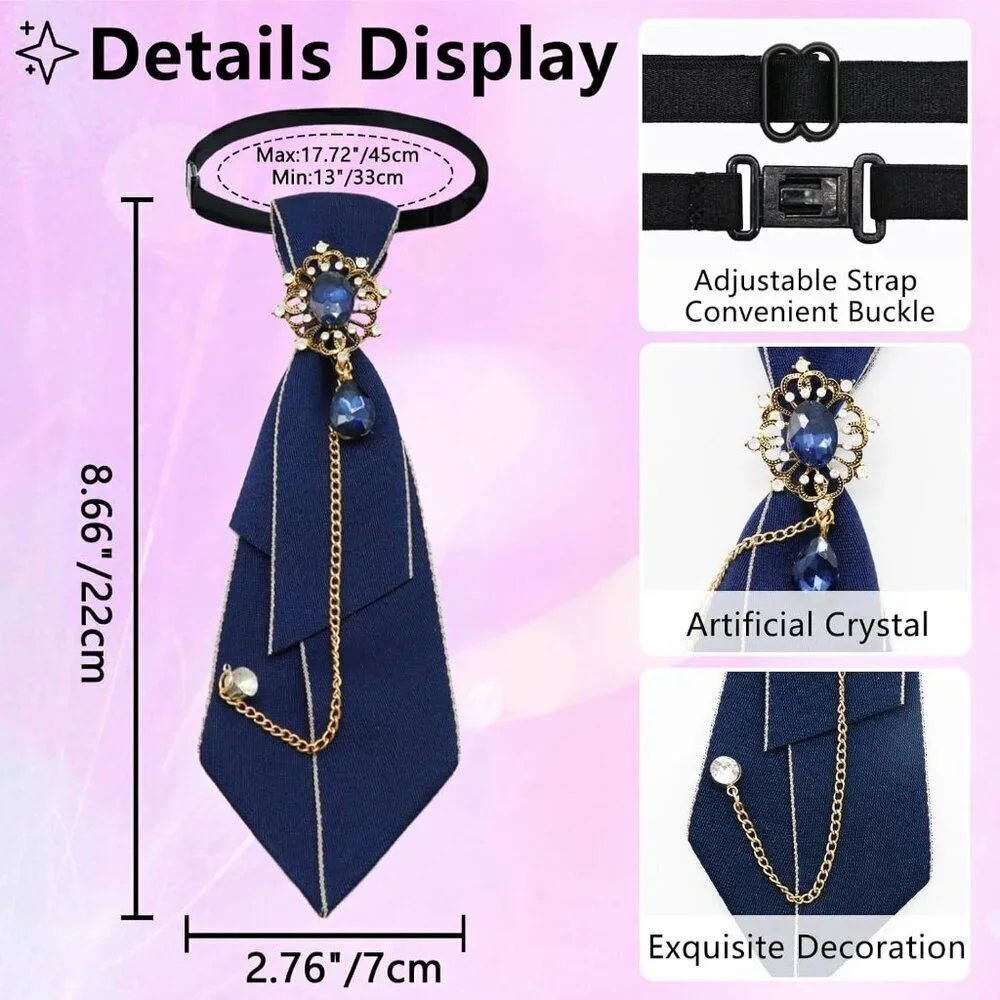 Women's Polyester Tie with Crystals Adjustable Pre-Tied for School Work Party
